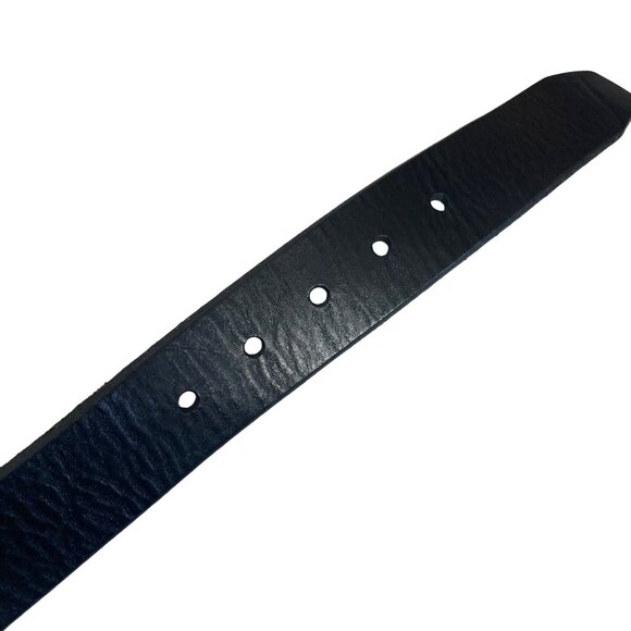 Fossil Mens Black Genuine Leather Belt Size 44 Silver Tone Buckle - Picture 8 of 12